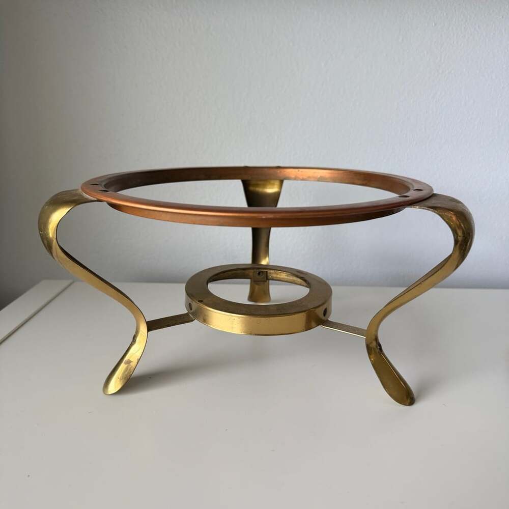 Vintage Copper And Brass Chafing Dish Warming Stand 8.5 In